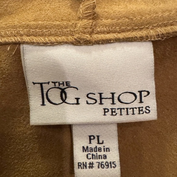 Tog Shop Faux Suede Open Front Drape Cardigan Vintage Camel Petite Large Luxury - Picture 5 of 6